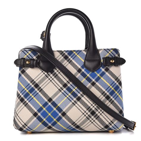 burberry small banner tartan mix tote|BURBERRY Tartan Mix Small Banner Tote Blue White.